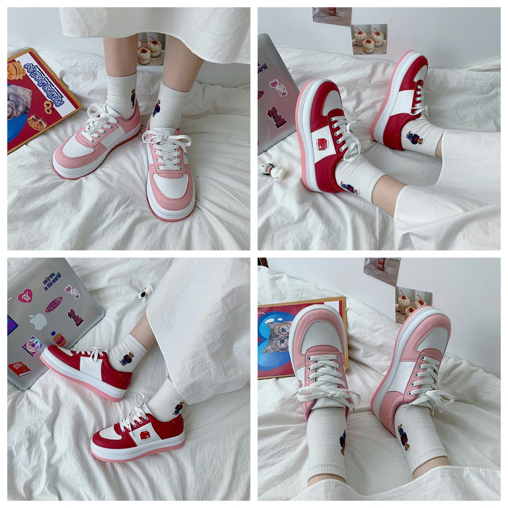 ( Sẵn Đỏ 36 ) Giày sneakers đế bánh mì Ulzzang - US262 ảnh thật ở cuối