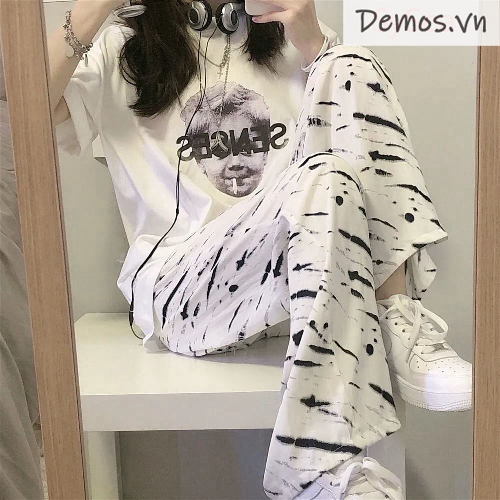 Áo thun ngắn tay dáng rộng/ quần dài họa tiết ngựa vằn thời trang mùa hè dành cho nữ | BigBuy360 - bigbuy360.vn