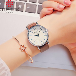 Đồng hồ nữ julius hàn quốc ja985 dây da nâu