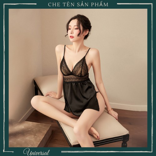 Váy Ngủ Sexy Chất Vải Lụa Cao Cấp 2 Dây Phối Ren Gợi Cảm Dành Cho Nữ UNIVERSALXXX - DNS28