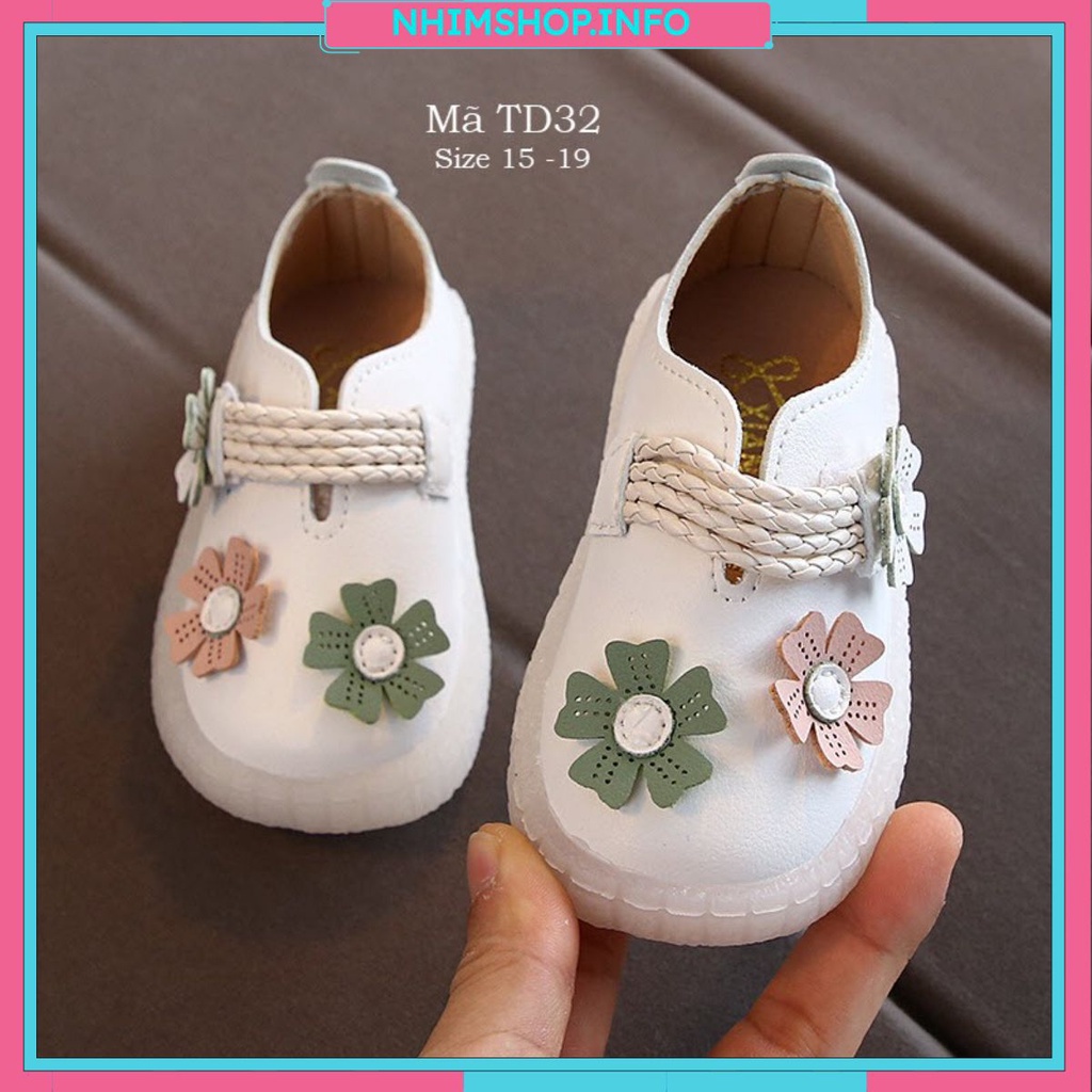 Giày tập đi em bé giày trắng xinh xắn cho bé gái 6 - 18 tháng TD32