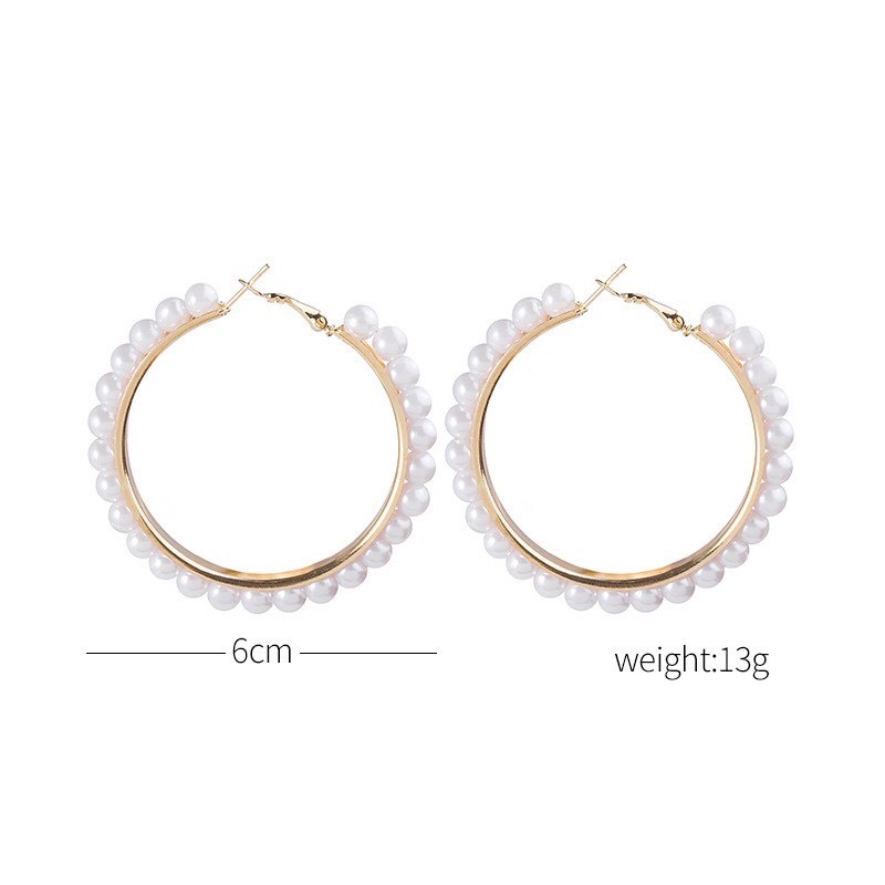 Bông tai - hoa tai tròn mạ vàng đính hạt ngọc ER0043