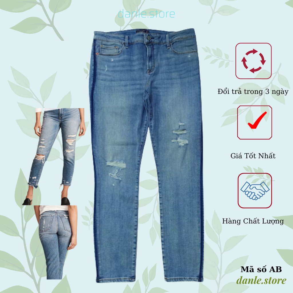 Quần jeans nữ skinny co dãn tốt xước 2 gối, dài 80 - 86cm hàng VNXK - Abercrombie & Fitch(AB)