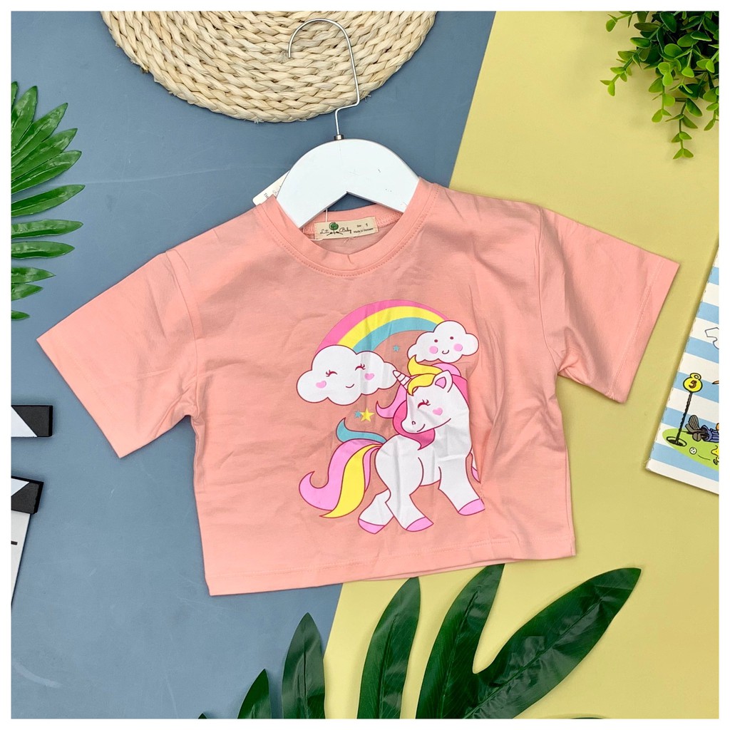 Hàng Hè 2021: Áo Croptop Bé Gái in hình mèo, cầu vông thương hiêu Litibaby size 1-8, dành cho bạn từ 9kg đến 25kg