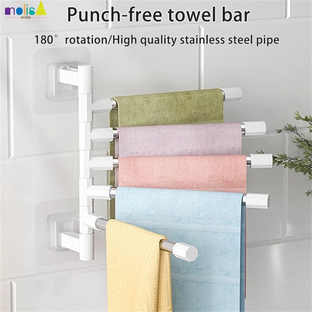 Sẵn Sàng Phòng Tắm 180 ° Xoay Được Giá Treo Khăn Khăn Kim Loại Người Tổ Chức Treo Tường Đấm Không Dính Móc Treo Hộ Gia Đình Kệ Đựng Đồ Nhà Bếp-Bộ Lđtb & XH