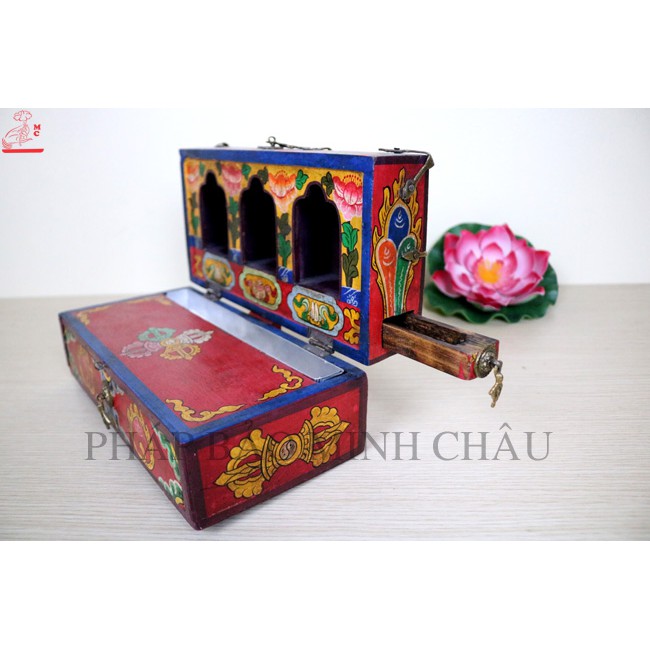 HỘP GAO GỖ NEPAL 13cm x 26cm  | TỦ THỜ MINI 3 TƯỢNG