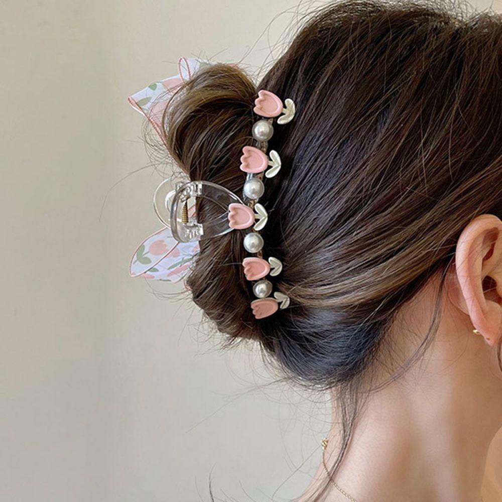 Kẹp Tóc Hoa Tulip / Cá Mập Hình Học Ngọt Ngào Sáng Tạo Cho Nữ MXGOODS