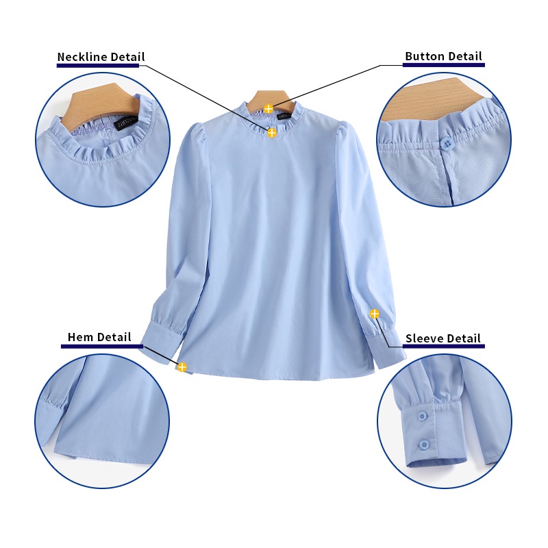 Zanzea Áo Kiểu Tay Dài Phồng Phong Cách Hàn Quốc Dành Cho Nữ