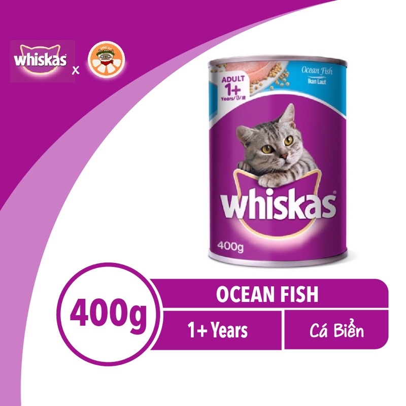 Pate WHISKAS cho mèo lớn lon 400g - Thức ăn dinh dưỡng cho mèo