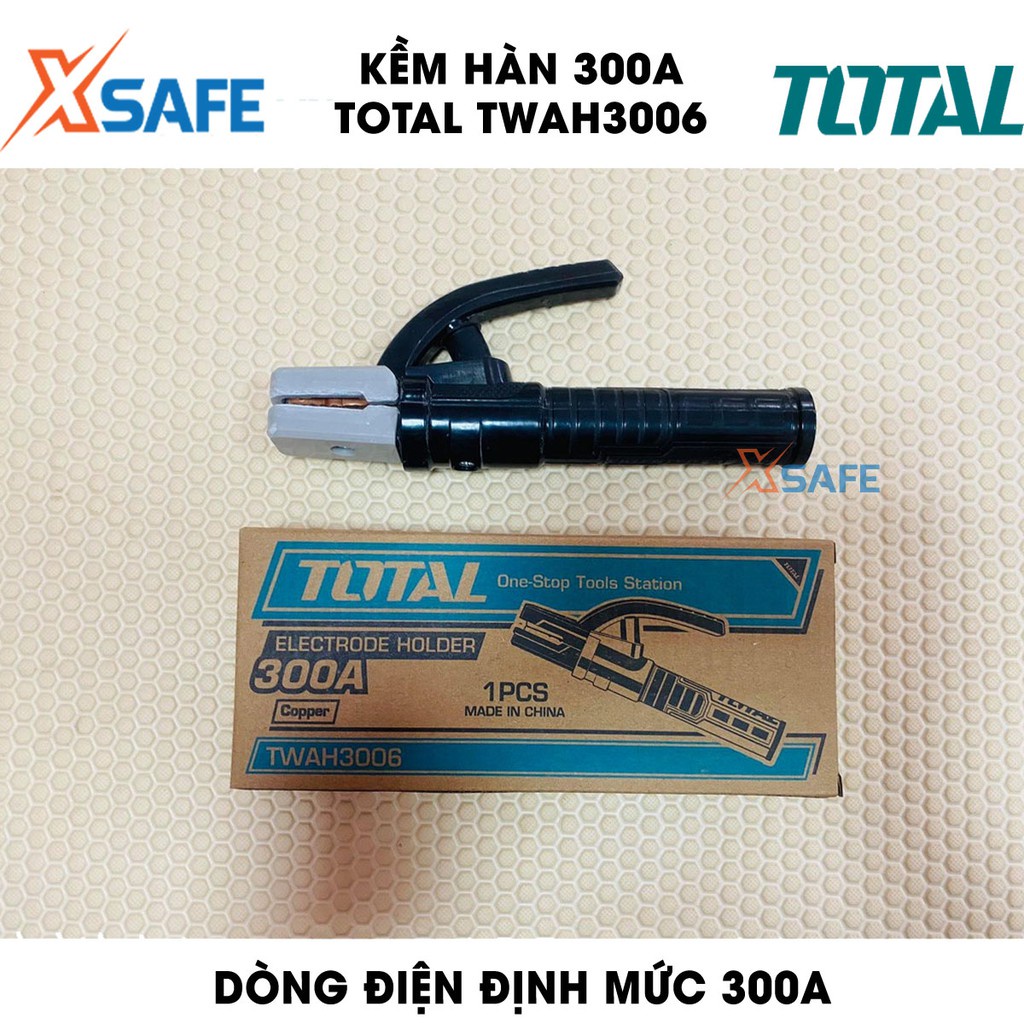 Kềm hàn 300A TOTAL TWAH3006 kiểu dáng mới Kềm hàn dòng điện định mức 300A, phù hợp sử dụng cho máy hàn MMA của Total