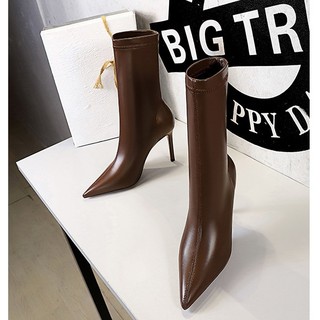 💖fullbox boot💖 bốt cổ cao da gót nhọn 9 phân ôm chân