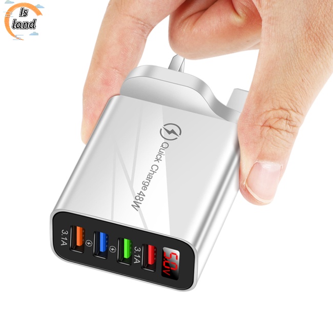 Bộ Sạc Nhanh 48W 3.1A Usb Màn Hình Lcd 4 Cổng Usb