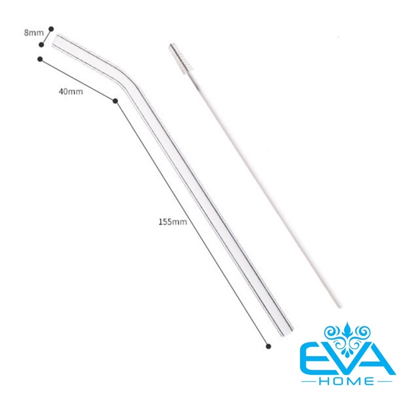 Ống Hút Thuỷ Tinh Trắng Trong Suốt Dáng Cong Glass Drinking Straws 18 Cm M3503
