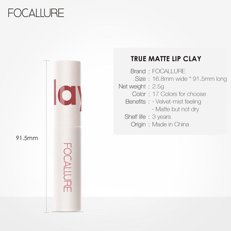 Son kem LÌ Focallure CLAY màu nhung siêu mịn & quyến rũ  - son lì nội địa trung JINT
