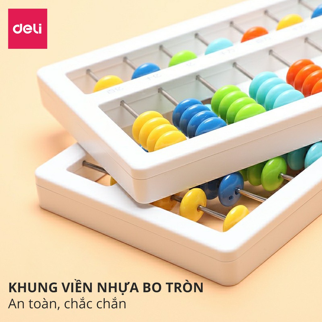 Bàn tính gẩy Soroban Deli - Dùng cho trẻ từ 3-6 tuổi - hạt chất liệu nhựa ABS an toàn - Giúp bé học toán nhanh - 74320