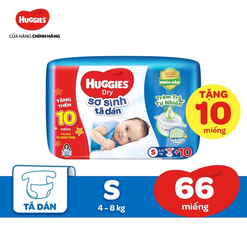 TÃ DÁN SƠ SINH HUGGIES S54+6 (4-8kg)