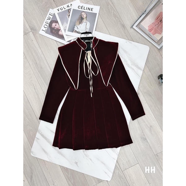 Váy nhung liền thân