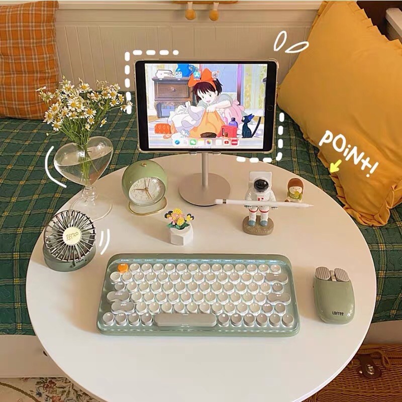 Bàn phím cơ không dây Bluetooth Lofree chính hãng màu xanh ngọc + chuột + máy tính