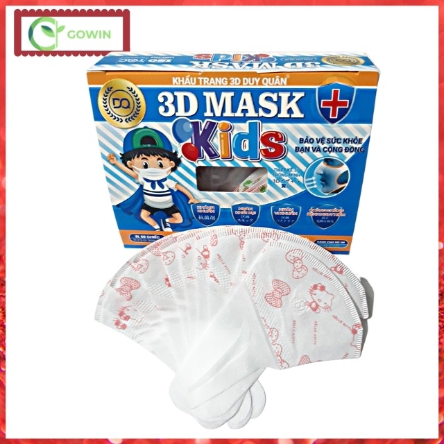 [SIÊU PHẨM 4-10 TUỔI] Khẩu Trang 3D Kids Trẻ Em Mask Duy Quân Họa Tiết Dễ Thương Y Tế Xuân Lai Hộp 50 Chiếc Bền