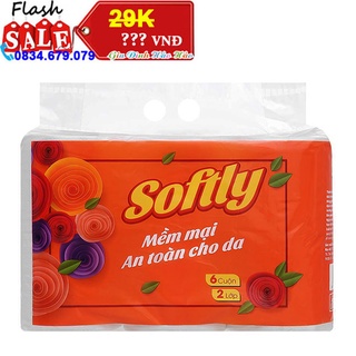 Gvs 6 cuộn giấy vệ sinh softly 2 lớp 21 mét