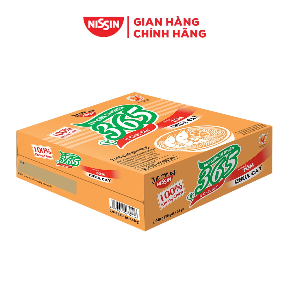 Thùng 30 gói Mì KHÔNG CHIÊN 365 - Hương vị Tôm Chua Cay | BigBuy360 - bigbuy360.vn
