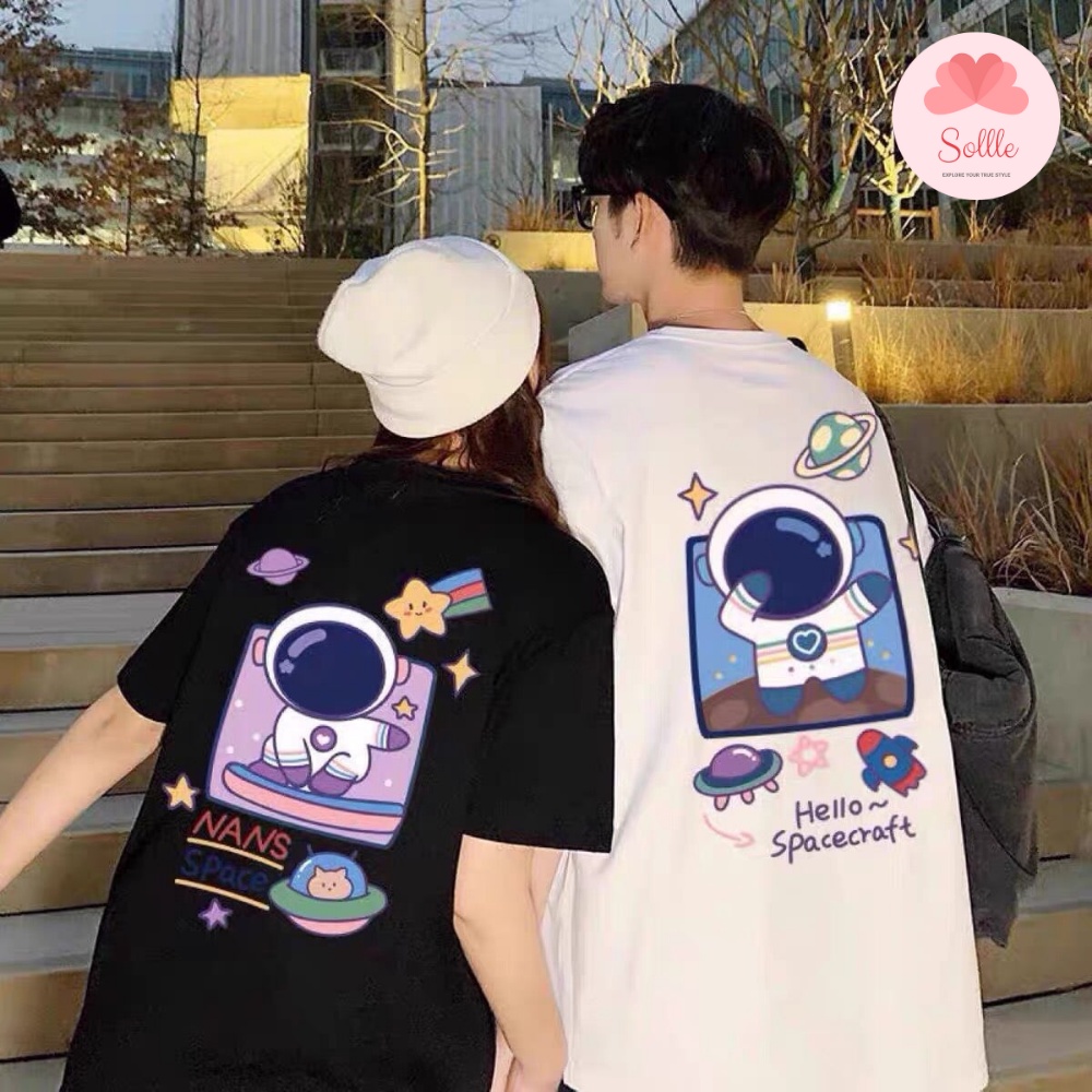 Áo thun unisex SPACE basic TEE phom rộng tay lỡ dành cho nam nữ oversize cotton Sollle