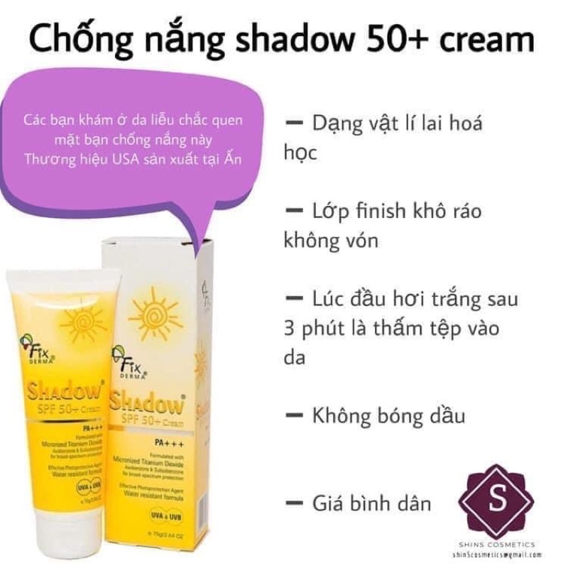 kem chống nắng FixDerma Shadow phổ rộng 50+/30+