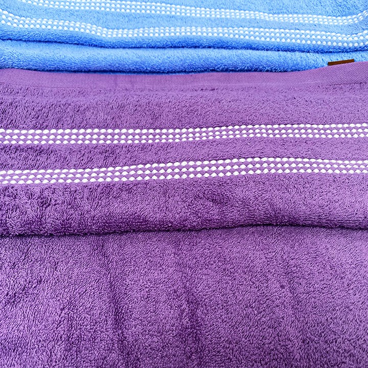 Khăn tắm 100% cotton cao cấp 50x100cm 2 sọc ngang đẹp mắt chất vải mềm mịn dày thấm hút cực tốt bền màu không phai