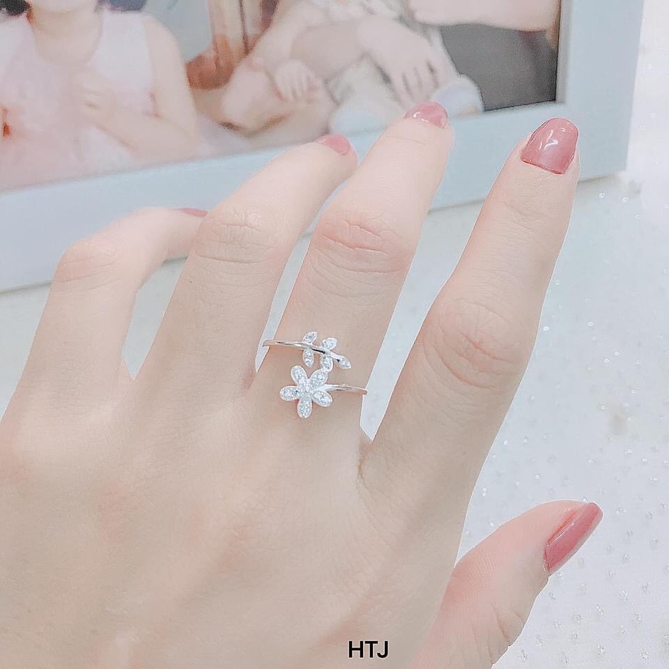 NHẪN NỮ BẠC TA HOA LÁ DẠNG HỞ SIÊU XINH
