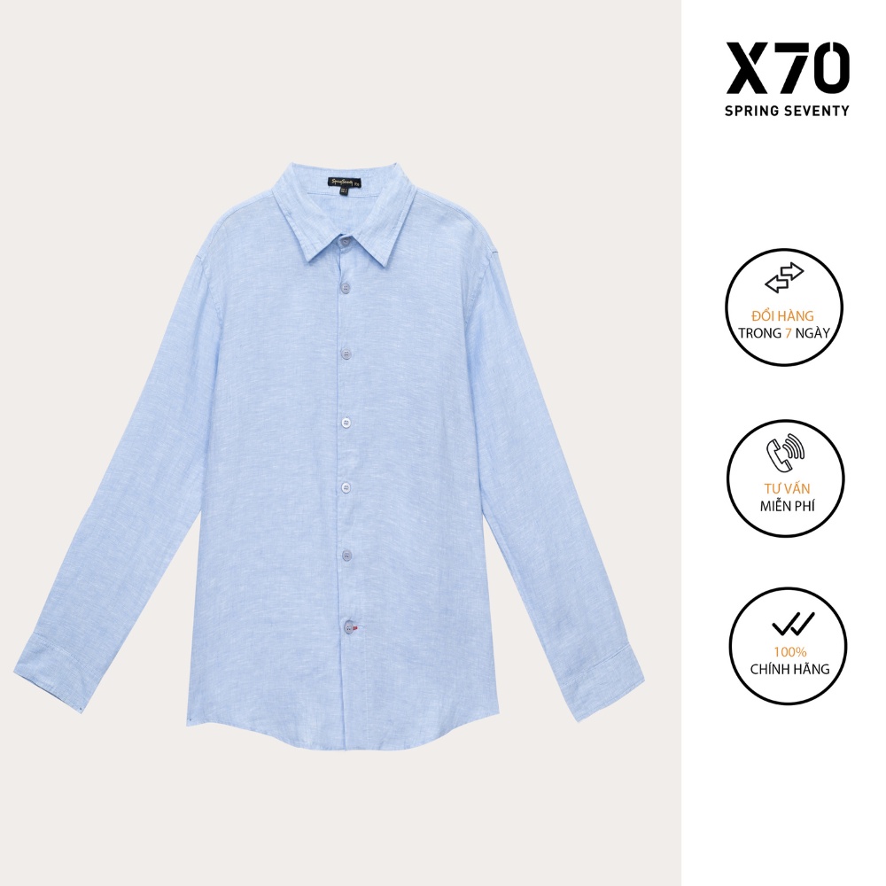 Áo Sơ Mi Linen Nam Trơn Kiểu Dáng Tay Dài Thiết Kế Thời Trang X70 - 07740002