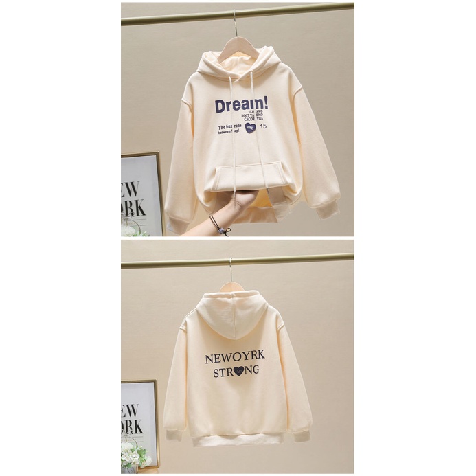 Áo Hoodie Có Túi Lớn 100-160cm In Chữ Dành Cho Bé Gái 3-14 Tuổi