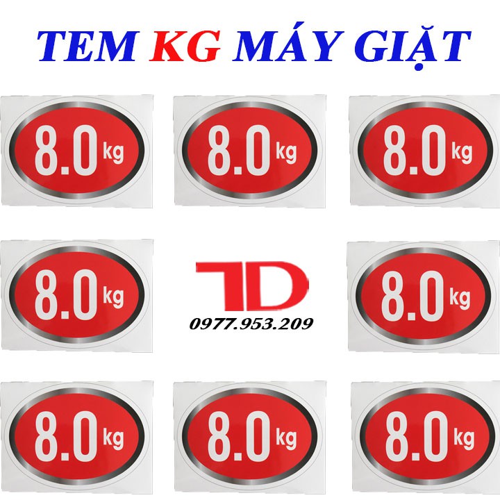 Combo 10 Tem KG Dán Máy Giặt Loại 8 KG