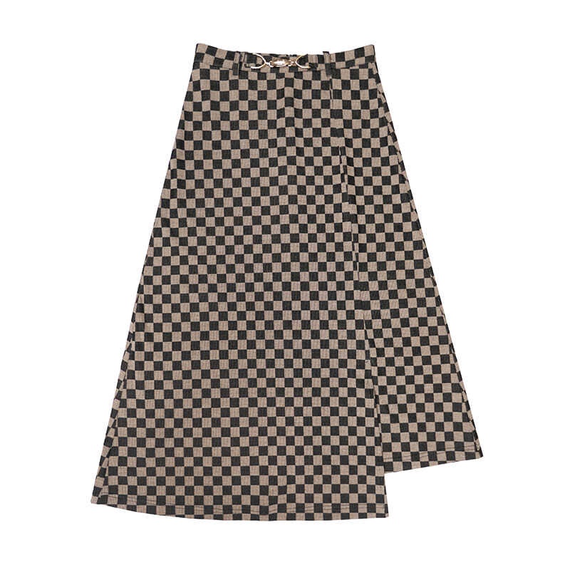 Chân Váy Chữ A Lưng Cao Họa Tiết Sọc Caro Phong Cách Hàn Quốc Thời Trang Cho Nữ