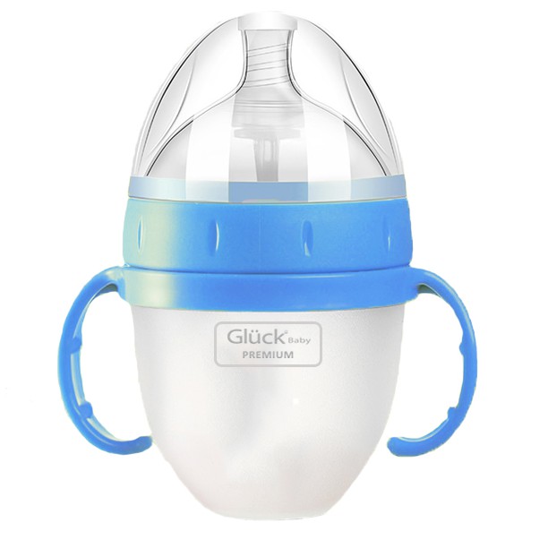 Bình sữa silicone Gluck Premium 150ml (Xanh/Hồng)