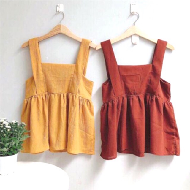 Áo hai dây babydoll chất đũi sịn [video + ảnh thật]