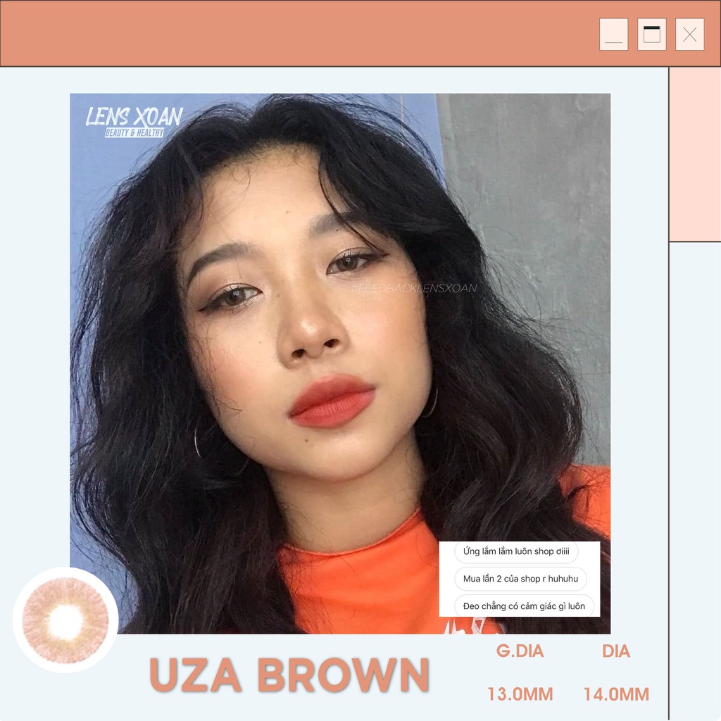 KÍNH ÁP TRÒNG UZA BROWN- HERA : LENS NÂU CAM TÂY KHÔNG VIỀN | LENS XOẮN