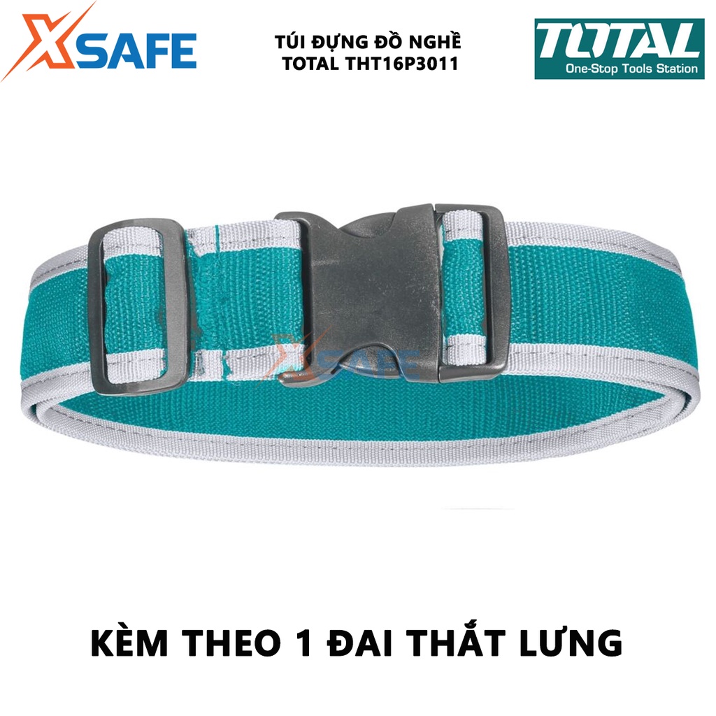 Túi đựng đồ nghề TOTAL THT16P3011 Giỏ đựng công cụ kích thước L290×W190mm chất liệu polyeste 600D, 1 túi lớn 5 túi nhỏ