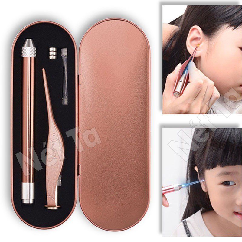Dụng cụ soi tai trẻ em, Bộ dụng cụ lấy ráy tai có đèn led siêu sáng cao cấp cho bé yêu an toàn tiện lợi