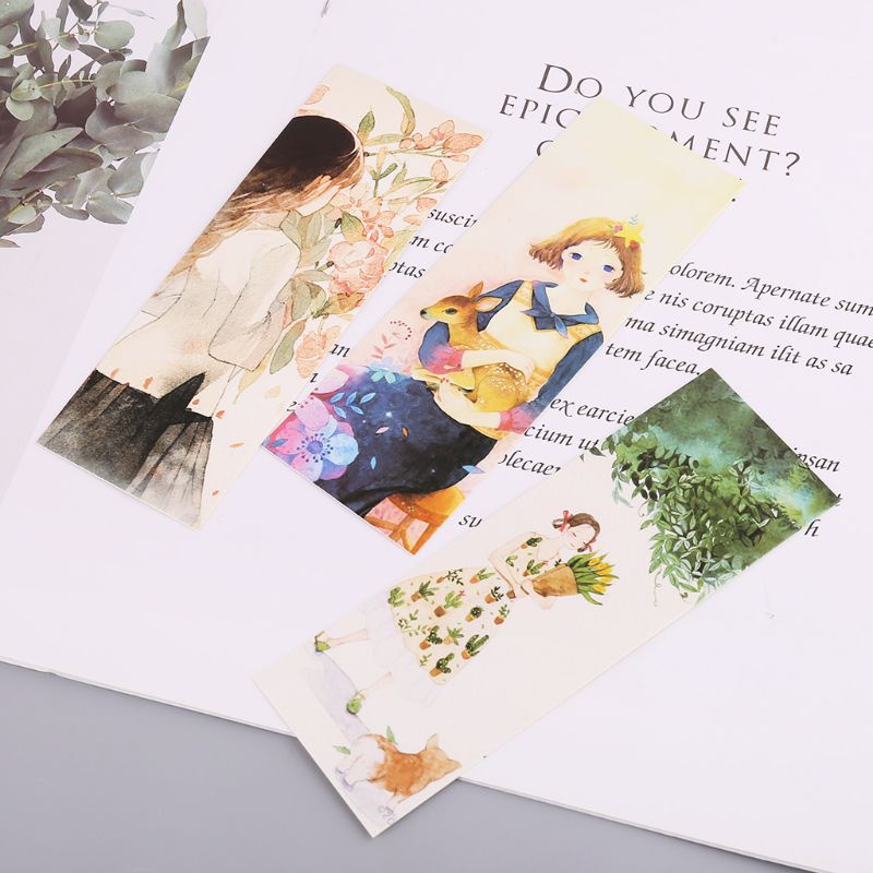 Set 30 Thẻ Đánh Dấu Trang Sách Hình Cô Gái Xinh Xắn