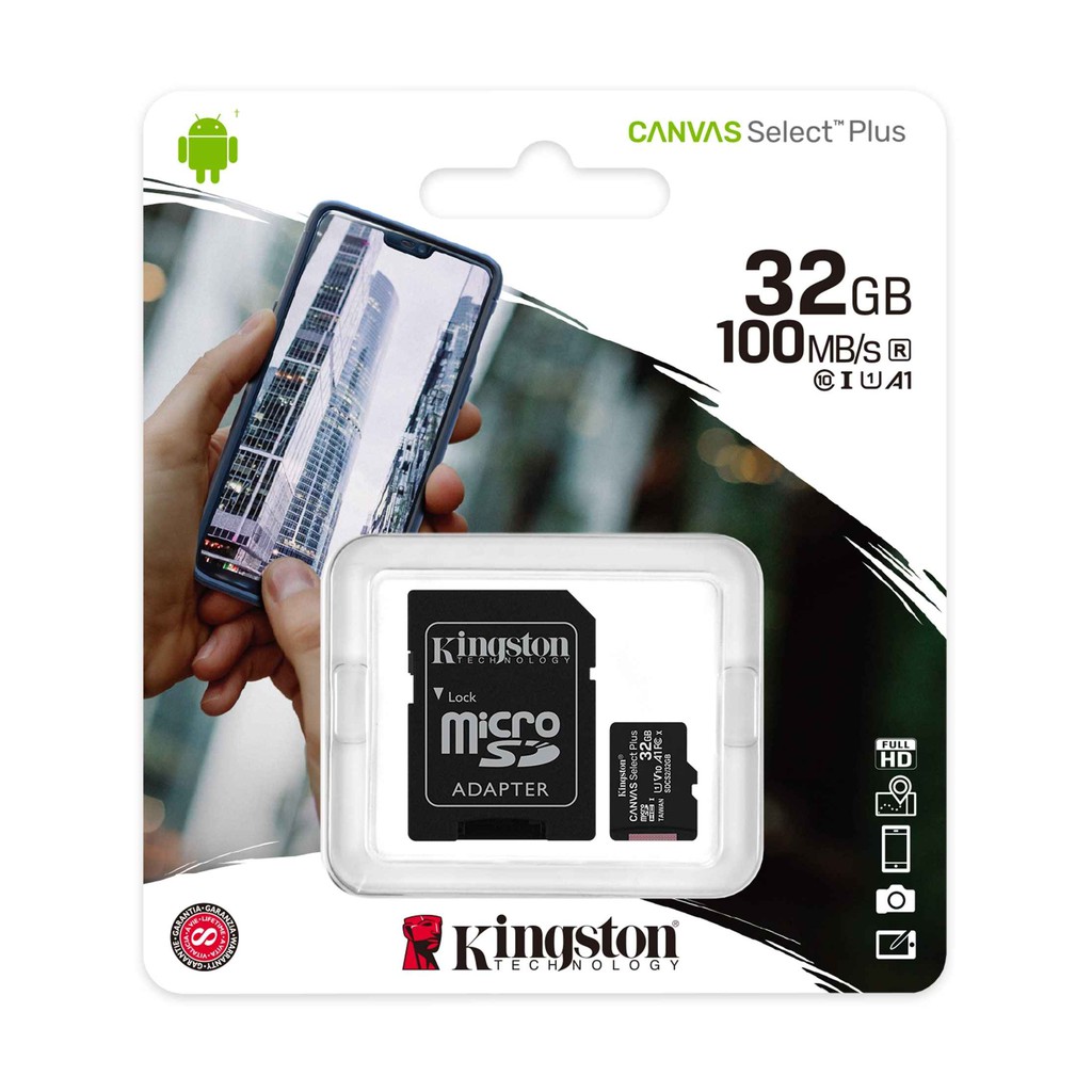 Thẻ nhớ micro SDXC Kingston 32GB Canvas Select Plus upto 100MB/s + Adapter | BigBuy360 - bigbuy360.vn