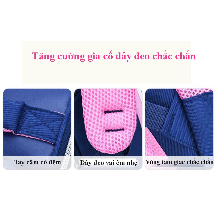 Balo học sinh tiểu học DÁNG HỘP chống gù dành cho bé gái chất liệu chống thấm nước + Tặng cá heo viết chữ đẹp