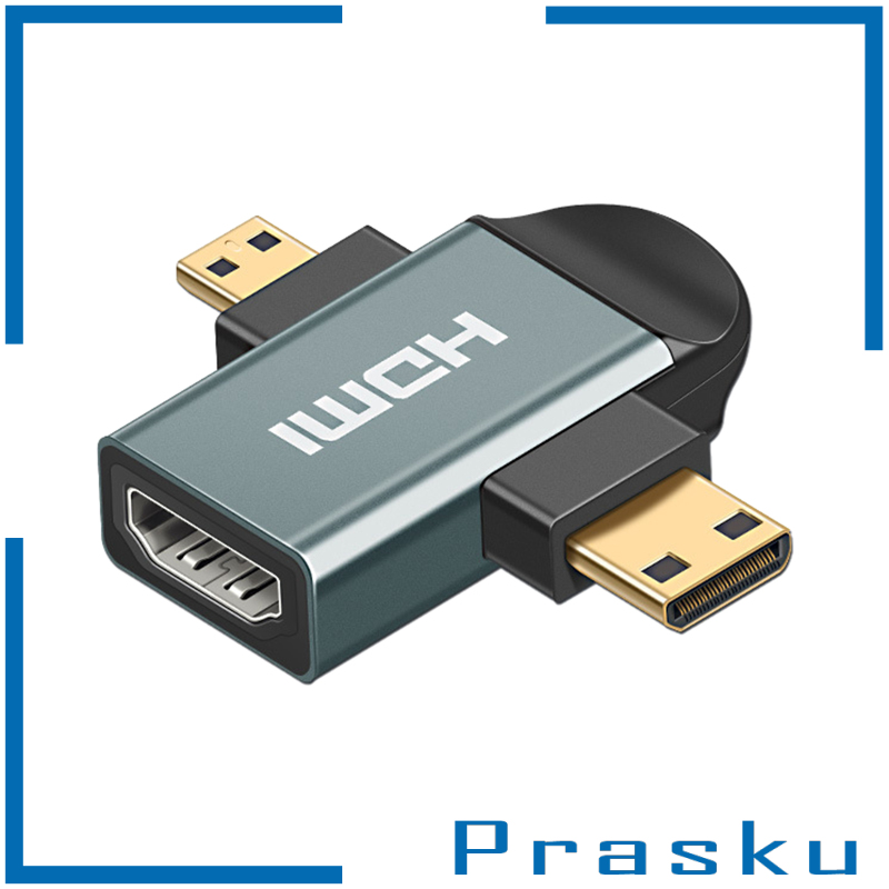[PRASKU]3in 1 HDMI Female to Mini HDMI Male + Micro HDMI Male Adapter