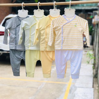 Bộ Quần Áo Sơ Sinh Nous Cài Lệch NB Vải Mềm Mịn Thấm Hút Mồ Hôi Điều Hòa Thân Nhiệt 2021