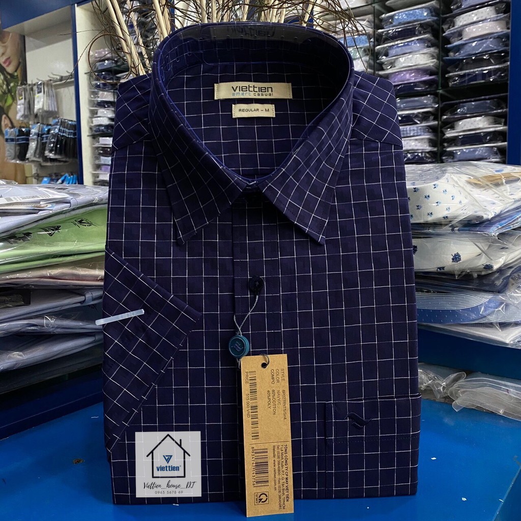 ÁO SƠ MI VIỆT TIẾN SMART CASUAL TAY NGẮN VẠT NGANG 6P0278NT5/Sn4