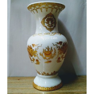BÌNH HOA SỨ TRẮNG RỒNG VÀNG kiểu ngẫu nhiên
