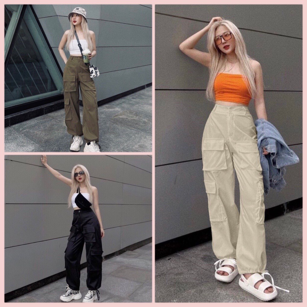 Quần Jogger Kaki Quần Cargo Pants Dài Xuông Ống Rộng Túi Vuông Hottrend Unisex