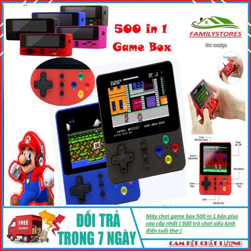 Máy chơi game box 500 in 1 bản plus cao cấp nhất ( 500 trò chơi siêu kinh điển tuổi thơ )