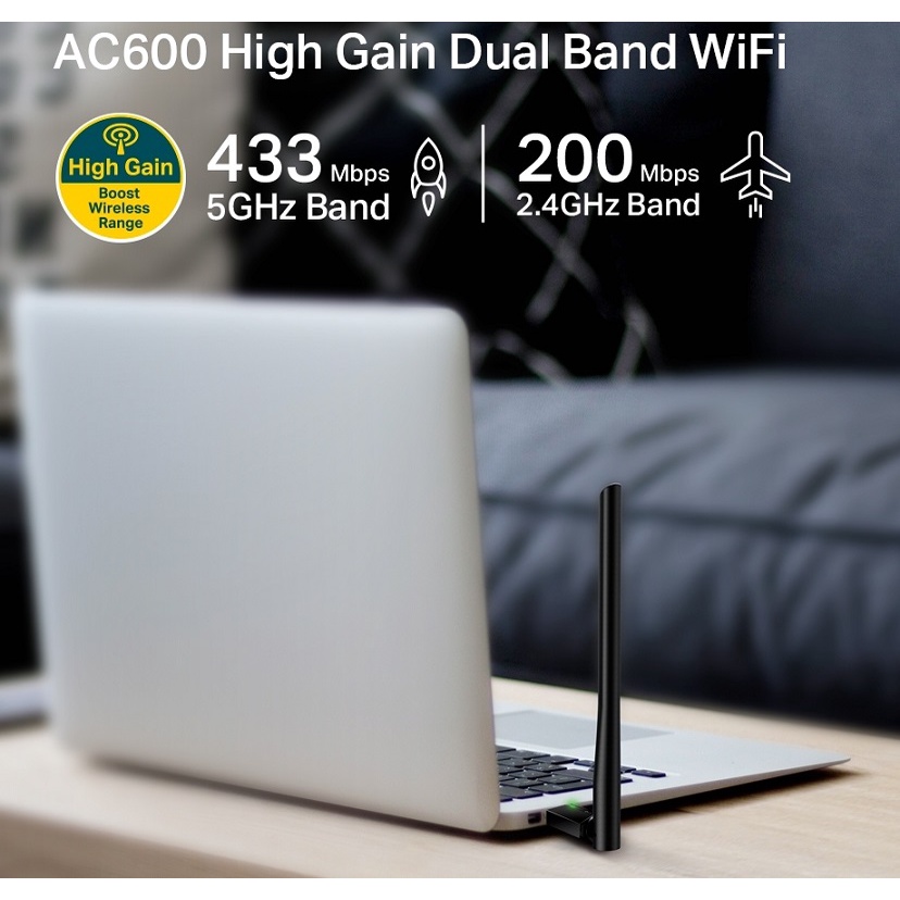 Bộ Thu Sóng Usb WiFi Công Suất Cao AC600 -TP-Link T2U Plus Có Ăng Ten | BigBuy360 - bigbuy360.vn