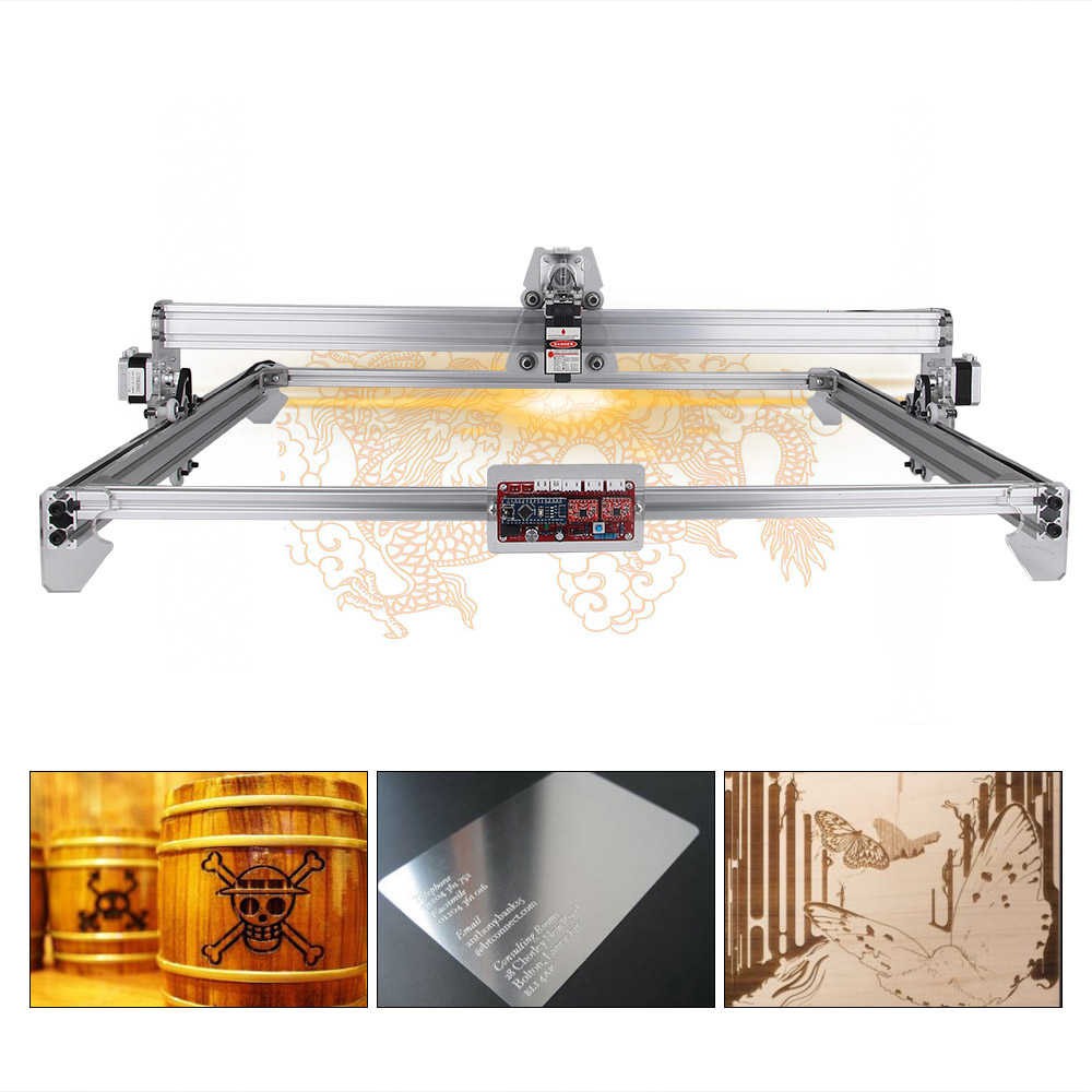 Combo Máy Cắt, Khắc Laser CNC Mini 65X50 6550 -màu bạc( bảng khắc siêu rộng)+ Đầu laser tùy chọn