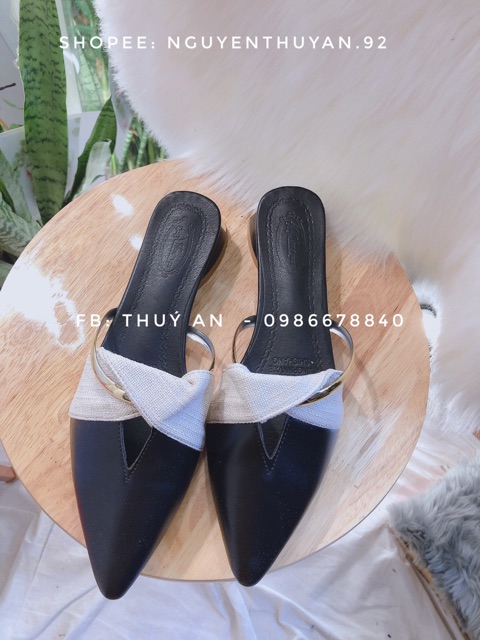 Hài sục da nữ mũi nhọn đế 3cm